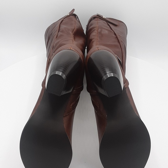 Style & Co. Knee-High Cognac Leather Heeled Boots - Picture 6 of 7